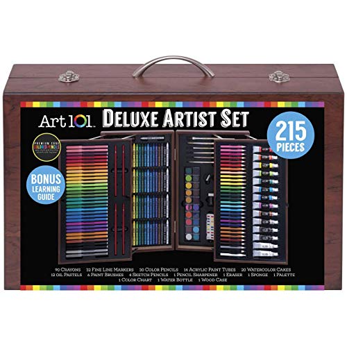 Art 101 Deluxe Art Set, Assorted Colors, 215 Pieces (53215) - WoodArtSupply