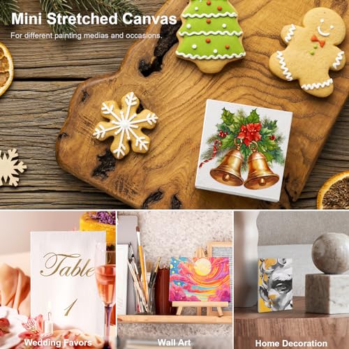 AUREUO Mini Stretched Canvas - 2x3 Inch/24 Pack - 2/5 Inch Profile Small Square Canvas - Gift Set for Kids, Bulk Pack Canvases for Acrylic Painting & AUREUO