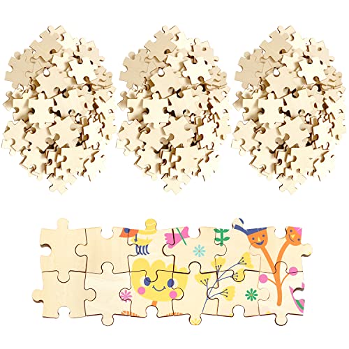 300 Piece Blank Wooden Puzzle Pieces to Draw on, Unfinished Freeform Jigsaw Puzzle Pieces for Crafts & DIY, Each Piece is 1.4x1 Inches with Round - WoodArtSupply