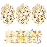 300 Piece Blank Wooden Puzzle Pieces to Draw on, Unfinished Freeform Jigsaw Puzzle Pieces for Crafts & DIY, Each Piece is 1.4x1 Inches with Round MoinKidz