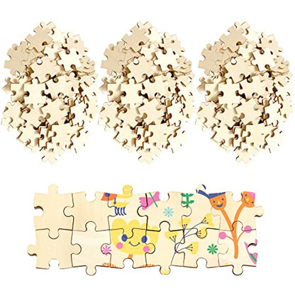300 Piece Blank Wooden Puzzle Pieces to Draw on, Unfinished Freeform Jigsaw Puzzle Pieces for Crafts & DIY, Each Piece is 1.4x1 Inches with Round