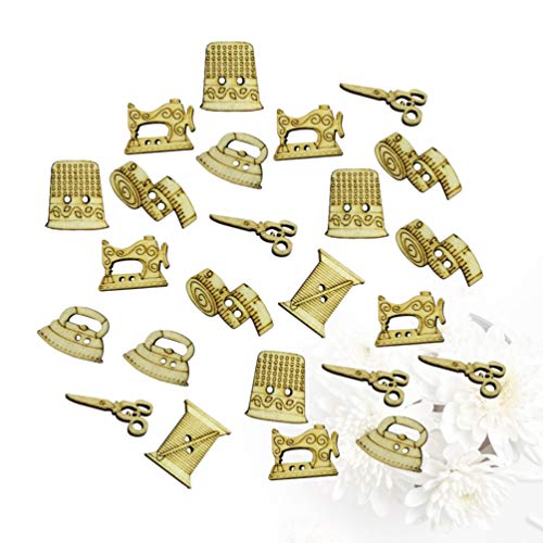 BESTOYARD 50pcs Unfinished Wood Cutouts Sewing Machine Wood Shapes Pieces Wood Discs Slices for DIY Crafts - WoodArtSupply