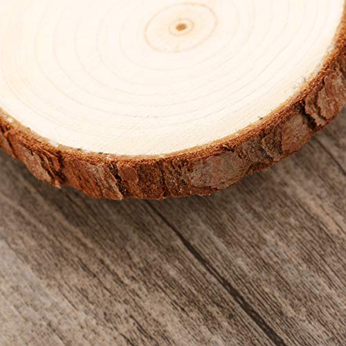 Ciieeo 5pcs Round Wooden Slices Unfinished Wood Discs for DIY Crafts Tree bark Wood Slices DIY Wood Mini Wooden Clips Wood Slices for Crafts with Ciieeo