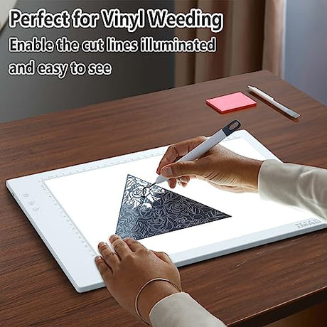A4 LED Light Pad, IMAGE A4 Tracing Pad Rechargeable Magnetic Light Box, Cordless Ultra-Thin, Perfect for Vinyl Weeding Animation, Tattoo, Sketching IMAGE