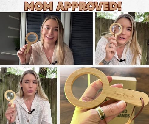 Wood Magnifying Glass for Kids - Wooden Montessori Learning Adventure Toy - Learn and Explore - Wooden Magnifier Hero Brands