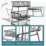 KOLENSA Metal Wire Baskets with Wheels, Stackable Storage Bins Kitchen Organizer Shelf 3-4-5-6 Tier Fruit Vegetable Cart Dishes Seasonal Rack Shelves KOLENSA