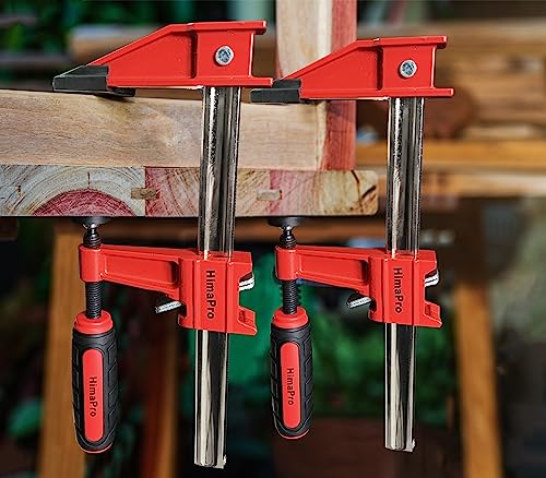 HimaPro 12 Inch Bar Clamp Set, 4 Pack 600 lbs Load Limit Medium Duty Quick Release Steel F Clamp, Ideal for Woodworking, Metalworking, and DIY HimaPro