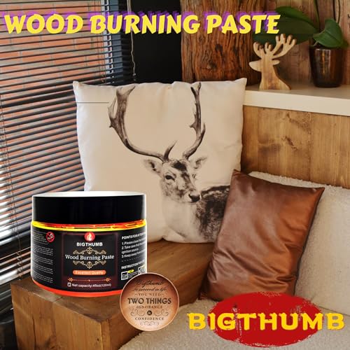 Bigthumb - Wood Burning Gel Kit 4 OZ | Heat Activated Non-Toxic Paste for DIY Crafting, with Mini Scraper, Template Sticker, Paint Brush - Accurately BIGTHUMB