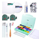 HIMI Gouache Paint Set, 41 Pcs Professional Art Painting Supplies Set with HIMI 24 Paints, 6 Paint Brushes, 2 Canvas Boards, Palette, Paint Knife, Artme