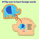 KRAFUN Beginner Preschool Lacing Card Kit for Kids Arts & Crafts, 5 Easy Safari and Animal Lacing Projects, Lacing Cards for Toddlers, Fine Motor KRAFUN