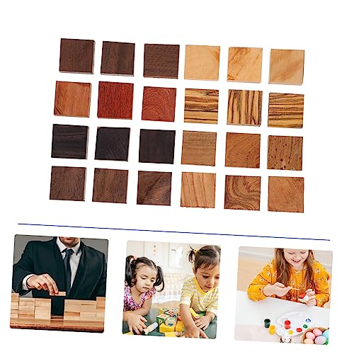 CORHAD 24pcs Ring Wood Stabilized Wood Ring Blanks Wood Blanks for Crafts Ring Making Supplies Wooden Craft Cubes Ring Making Materials Natural CORHAD