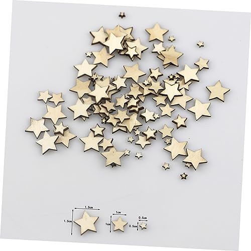 TEHAUX 300pcs Embellishments Star Wood Decor Unfinished Woods Slices Craft Decked Star Wood Ornaments Natural Unfinished Wood Slices Hanging TEHAUX