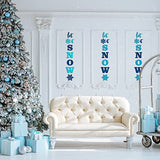 Whaline Christmas Large Wood Letters Christmas Unfinished Wood Letters Let It Snow Snowflake Wooden Cutout Decoration for Winter Farmhouse Porch Sign Whaline
