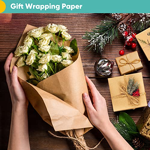 Brown Packing Paper 15"×450", Art Craft Paper, Christmas Wrapping Paper, Kraft Paper Roll for Moving Boxes Supplies, Gift Wrapping Bouquet Flower - WoodArtSupply