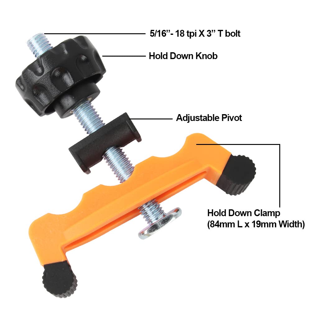 O'skool Multi-Positionable T-Track Hold Down Clamp Kit for CNC Router Clamp, Metalworking and Woodworking T-Slot T-Track Clamp,2 Pack - WoodArtSupply