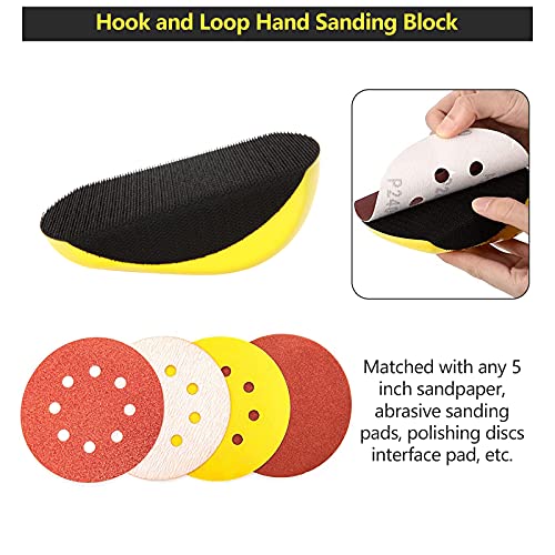 MIVIDE 4 PCS 5 inch Hook and Loop Hand Sanding Block, Round Mouse-Shaped Nano Gray Bottom for 5 Inch Hook and Loop Discs Ideal for Woodworking, MIVIDE