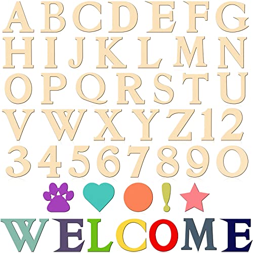 492 Pieces 1 Inch Wooden Alphabet Letters Unfinished Wood Numbers Small Wooden Craft Letters Blank Wood Heart Star Paw for Home Decor Spelling Vicenpal