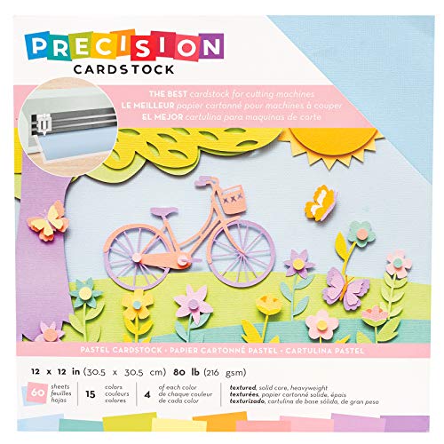 American Crafts Precision Cardstock Pack 80lb 12X12 60 Pkg-Pastel Textured, Craft Paper Arts Crafts Supplies Card Stock Decorations Card Stock For American Crafts