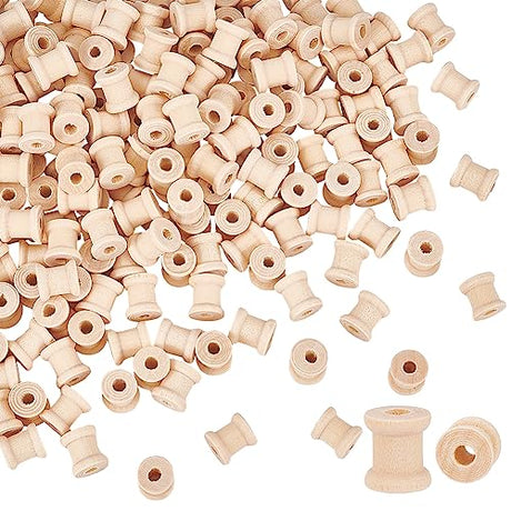 OLYCRAFT 300PCS Wooden Spools for Crafts 1/2 x 1/2 Inch Mini Unfinished Wooden Spools Natural Wooden Spools Wire Weaving Bobbins Wooden Natural OLYCRAFT