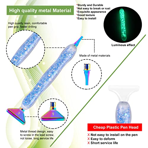 DoreenBow 13Pcs Diamond Painting Metal Tips Screw Thread Tips Luminous Diamond Painting Pen Accessories Multi Placer Tips 5D Diamond Painting Tools DoreenBow