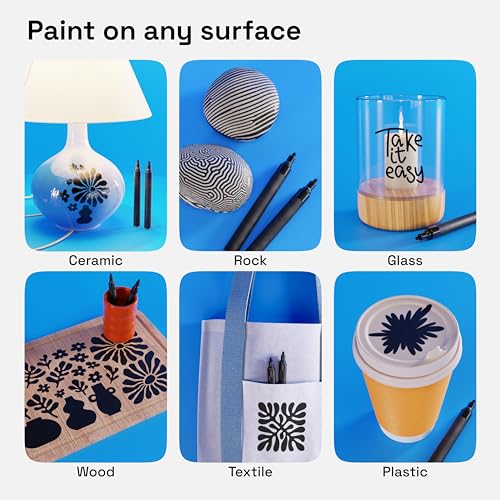 ARTISTRO 2 Black Acrylic Paint Pens for Rock Painting Ceramic Wood Glass Metal Plastic - 3mm Medium Tip Paint Markers Ideal for Labeling DIY Crafts