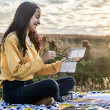 ARTEZA Iridescent Watercolor Paint Set, 12 Metallic Pearl Colors Half-Pans, Waterbrush included, Reusable Semi-Moist Glitter Paint, Non-Toxic, Art ARTEZA