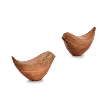 NIRMAN Acacia Wood Bird Statues Set Home Décor Bird Sculpture for Living Room, Bathroom, Office Modern Style Birds Decorative Ornaments (Set of 2) - WoodArtSupply