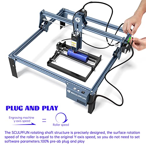 SCULPFUN Laser Rotary Roller, Laser Engraver Y-axis Rotary Module, 360° Laser Rotary Attachment for Engraving Cylindrical Objects Cans, Compatible