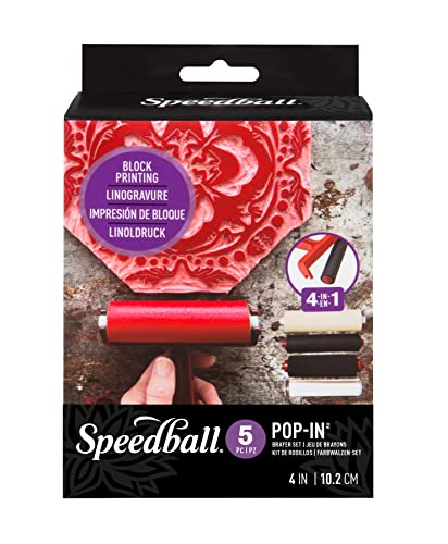 Speedball Pop-in 4" Roller Brayer Kit, Foam, Rubber, Hard Rubber & Acrylic Speedball