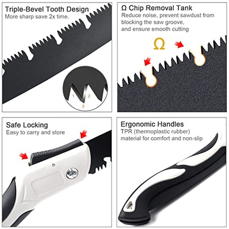 CAIDMOS Hand Saw, 12 inch Folding Hand Saw for Tree, Hand Pruning Saws with High-Manganese Steel Teeth for Smooth and Precise Cuts. Handsaws for CAIDMOS
