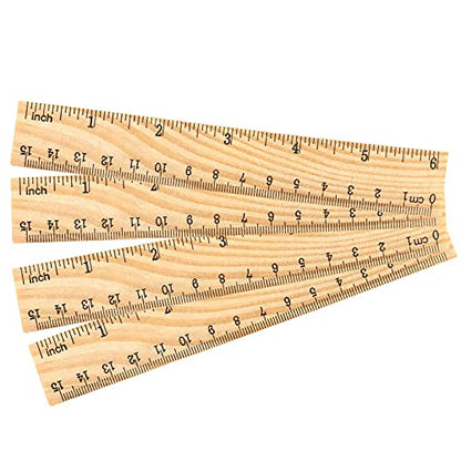 144 PCS 6 Inch 15 cm Wooden Rulers, 2 Scales Accurate Wood School Ruler Double Sided Wood Measuring Tool for Students, Crafts, Office, Home Uses - WoodArtSupply