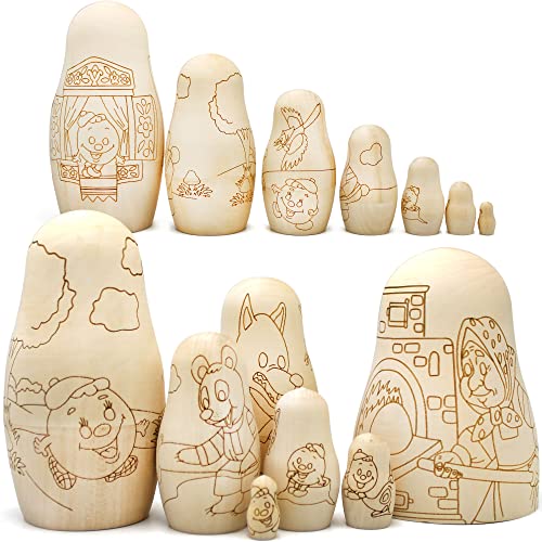 AEVVV Blank Russian Nesting Dolls to Paint Set 7 pcs - Wooden Crafts to  Paint Your Own Matryoshka - Unfinished Wood Crafts - Blank Nesting Dolls