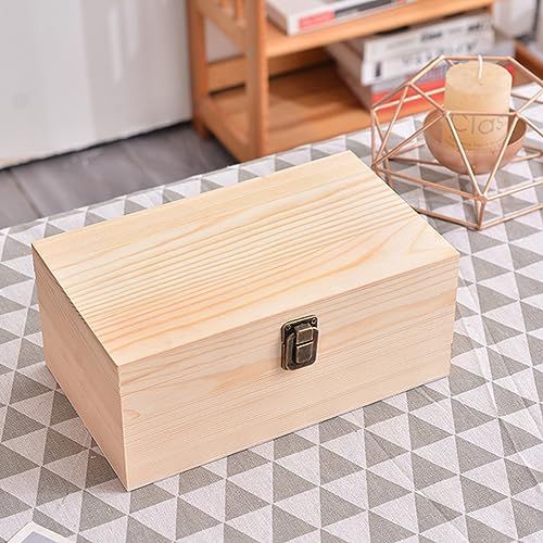 Large Unfinished Wooden Box with Hinged Lid Unfinished Wooden Storage Box 10.6 x 8 x 5.7 Inch Wood Box Unfinished Large Keepsake Box for Jewelry, Art Voittozege