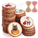 Natural Wood Slices 32 Pcs 2.75-3.14 Inches Unfinished Craft Wood kit Predrilled with Hole Wooden Circles Tree Slices for Arts and DIY Crafts MSDADA