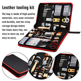 TLKKUE Leather Working Kit, Leather Working Tools for Beginners, Leather Crafting Tools and Supplies with Storage Bag Sewing Carving Punching Cutting TLKKUE