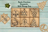 Inkdotpot 18pcs Wooden Christmas Ornaments, Unfinished Wooden Laser Cutouts Snowflakes/Tree Shaped Embellishments Hanging Ornament for Christmas Inkdotpot