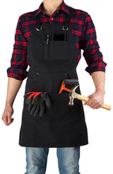 ETBOL 16 Oz Canvas Apron for Men - Black Heavy Duty Work Apron for Carpenters,Woodworkers,Blacksmith,BBQ,Gardener, workshop ETBOL