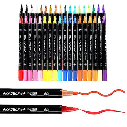 24 Colors Acrylic Paint Pens, Dual Tip Pens With Medium Tip and