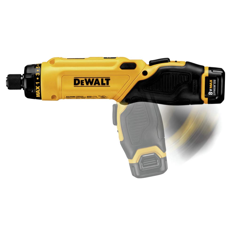 DEWALT 8V MAX Cordless Screwdriver Kit, Gyroscopic, 2 Batteries, Electric (DCF680N2) - WoodArtSupply