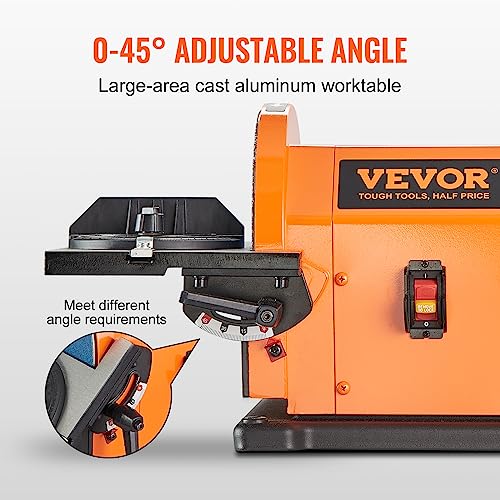 VEVOR Professional Belt Sander, 8" Disc Sander and 4 x 36 in. Belt Sander with 5A Induction Motor Cast Aluminum Worktable for Woodworking, VEVOR