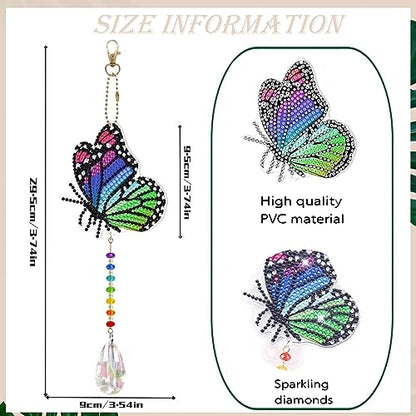 Bulerrylulu 4pcs Diamond Painting Suncatcher Wind Chime Kit,Double Sided Crystal Diamonds Painting Butterfly Hanging Ornament,Hummingbird Art and - WoodArtSupply