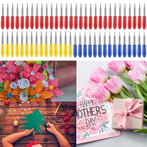 60 Pieces Replacement Cutting Blades for Cricut Explore Air 2/Air 3/Maker, Include 15 Pieces Fine Point Blades 30 Pieces Standard Blades 15 Pieces Prasacco