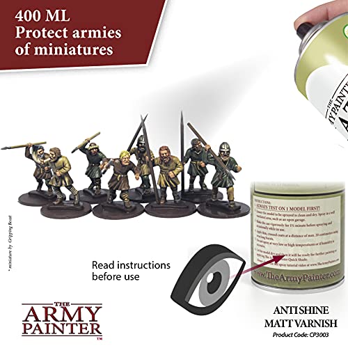 The Army Painter Anti Shine Matt Spray for Miniature Painting - After Quickshade Spray Paint Top Coat Acrylic Varnish - Satin Finish Spray for The Army Painter
