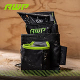 AWP TrapJaw Carpenter Tool Pouch | Tiered 9 Pocket Design with Steel Hammer Loop | Black AWP