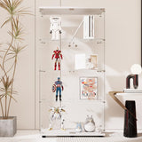 Elegant FYSHERAN White Glass Cabinet Display Case for Collectibles and Home Décor FYSHERAN