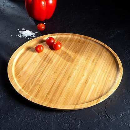 JOIKIT 5 Pack 8 Inch 20cm Bamboo Round Platter, Fine Polished Round Wood Plates Bamboo Serving Tray for Holding Fruit, Bread, Cheese, Nut, Coffee, - WoodArtSupply