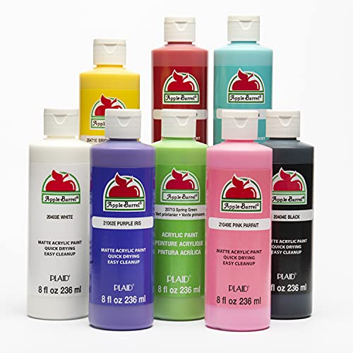 Apple Barrel Acrylic Craft Paint Set, Matte Finish, Set of 8, 8 Fl Oz (Pack of 8), Assorted Apple Barrel