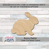 Bunny Rabbit Wooden Cutouts for crafts, Laser Cut Wood Shapes 5mm thick Baltic Birch Wood, Multiple Sizes Available Elliefont Styles