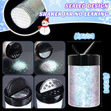 Ceya Chunky Glitter, 4.9oz/ 140g Iridescent White Craft Glitter Powder Mixed Fine Metallic Nail Sequins Flakes for Epoxy Resin, DIY Crafts Tumblers ceya