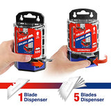 WORKPRO Utility Knife Blades, 100-Pack Utility Blades Replacement with Dispenser, SK5 Carbon Steel, Red WORKPRO